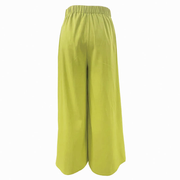 Pantalones de mujer de pierna ancha con cordón ajustable y bolsillos, estilo retro informal de primavera con estampado de Buddha Stones . - image 7