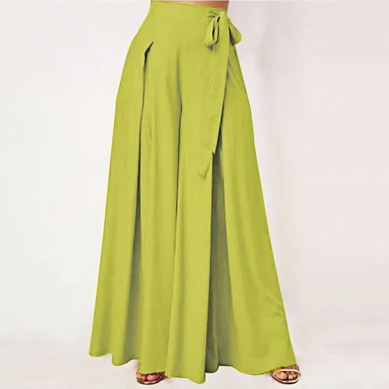 Pantalones de mujer de pierna ancha con cordón ajustable y bolsillos, estilo retro informal de primavera con estampado de Buddha Stones . - VerdeAmarillo - US14，UK/AU18，EU46 (2XL) - image 4