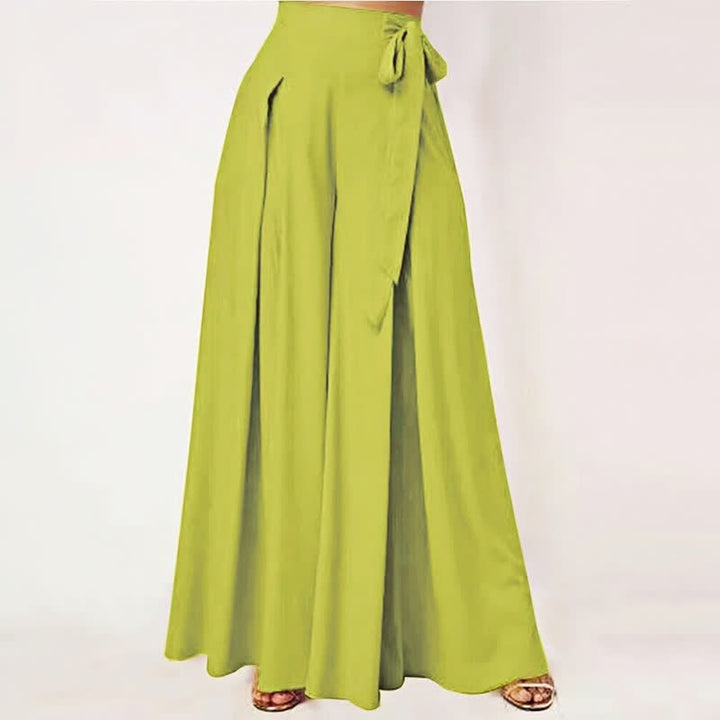 Pantalones de mujer de pierna ancha con cordón ajustable y bolsillos, estilo retro informal de primavera con estampado de Buddha Stones . - VerdeAmarillo - US14，UK/AU18，EU46 (2XL) - image 4