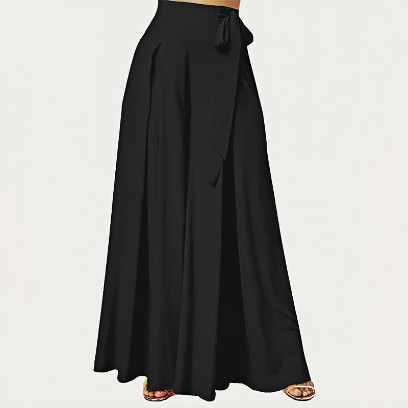 Pantalones de mujer de pierna ancha con cordón ajustable y bolsillos, estilo retro informal de primavera con estampado de Buddha Stones . - Negro - US14，UK/AU18，EU46 (2XL) - image 2