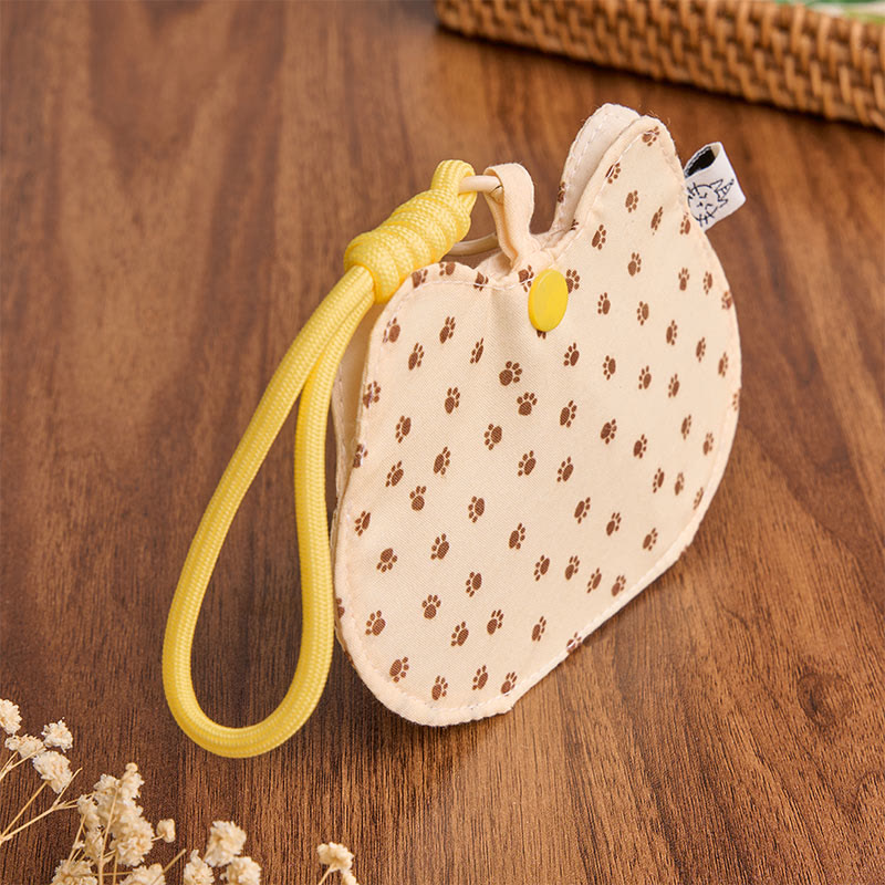 Buddha Stones Cartera con cierre a presión, estampado de huellas de gatito amarillo y blanco. - image 2