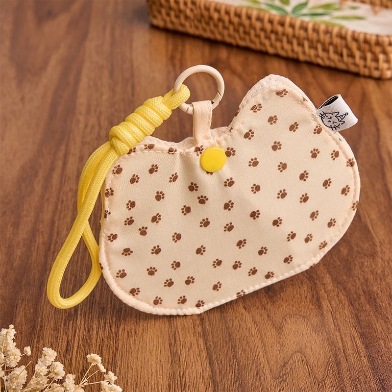 Buddha Stones Cartera con cierre a presión, estampado de huellas de gatito amarillo y blanco. - image 3