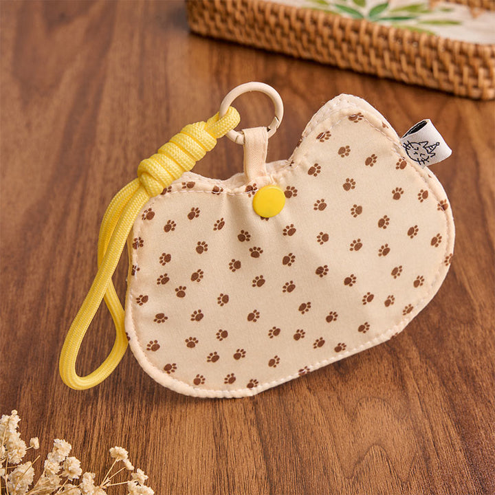 Buddha Stones Cartera con cierre a presión, estampado de huellas de gatito amarillo y blanco. - image 3