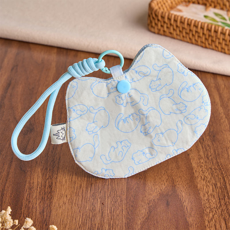 Buddha Stones Cartera con cierre a presión, estampado de huellas de gatito amarillo y blanco. - image 8