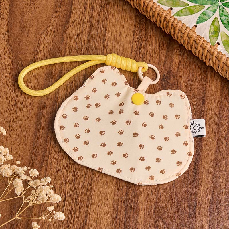 Buddha Stones Cartera con cierre a presión, estampado de huellas de gatito amarillo y blanco. - Estampado de huellas de gatito amarillo (aprox. 13 x 10 cm) - image 0