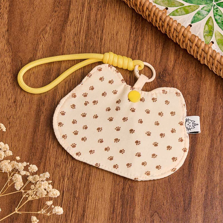 Buddha Stones Cartera con cierre a presión, estampado de huellas de gatito amarillo y blanco. - Estampado de huellas de gatito amarillo (aprox. 13 x 10 cm) - image 0