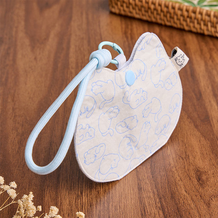 Buddha Stones Cartera con cierre a presión, estampado de huellas de gatito amarillo y blanco. - image 7