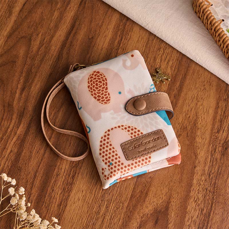 Buddha Stones Monedero compacto tríptico de piel sintética con forma de elefante. - Diseño de elefante (aprox. 13,5 cm × 3 cm × 9,5 cm) - image 0