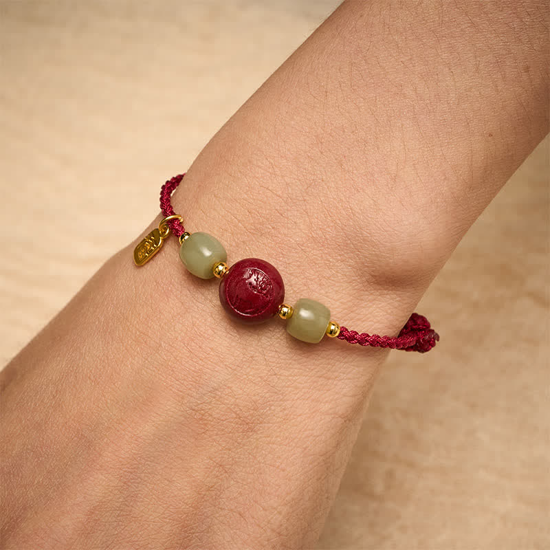 Buddha Stones Pulsera de la fortuna de hilo rojo trenzado con el carácter Fu del zodíaco chino - image 12
