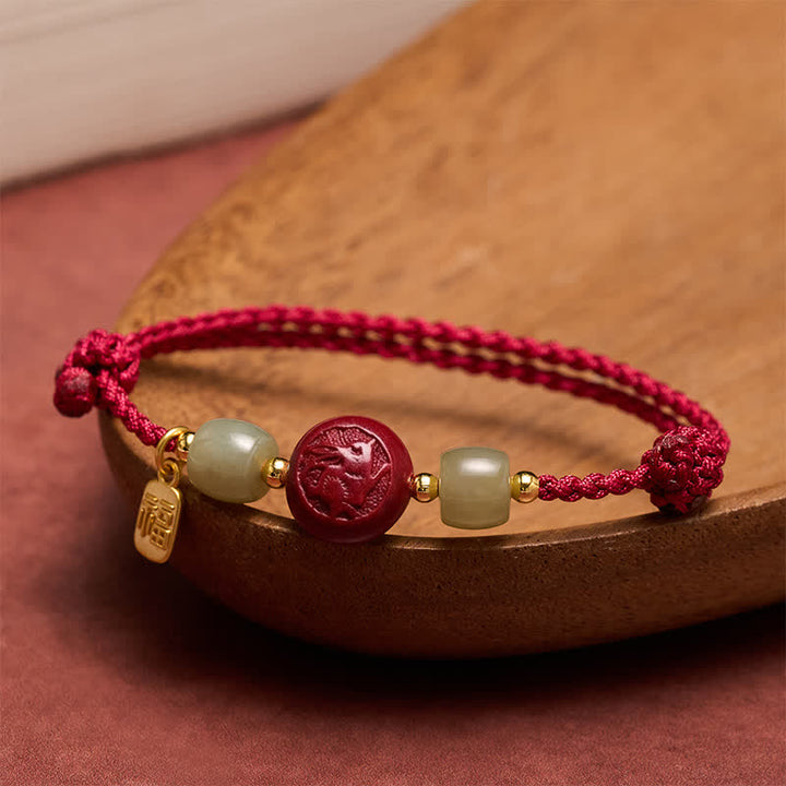 Buddha Stones Pulsera de la fortuna de hilo rojo trenzado con el carácter Fu del zodíaco chino - Conejo - image 16