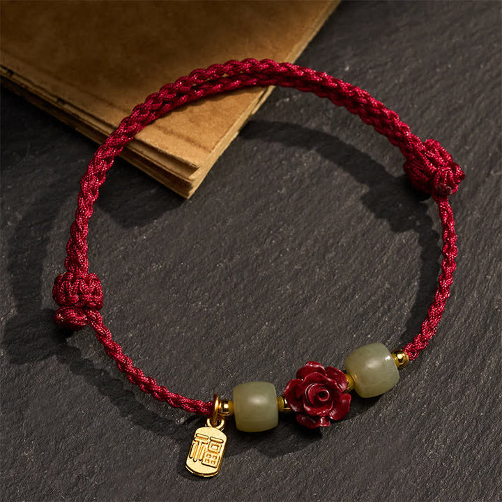 Buddha Stones Pulsera de la bendición con hilo rojo rosa del personaje de Cinnabar Fu - image 2