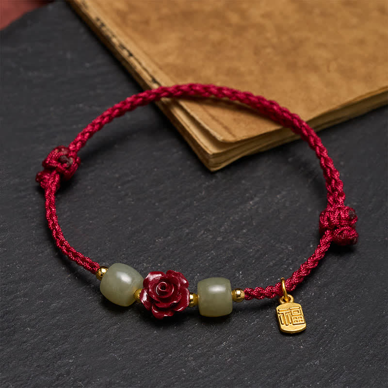 Buddha Stones Pulsera de la bendición con hilo rojo rosa del personaje de Cinnabar Fu - image 3