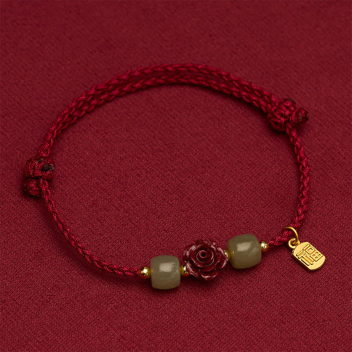 Buddha Stones Pulsera de la bendición con hilo rojo rosa del personaje de Cinnabar Fu - image 4