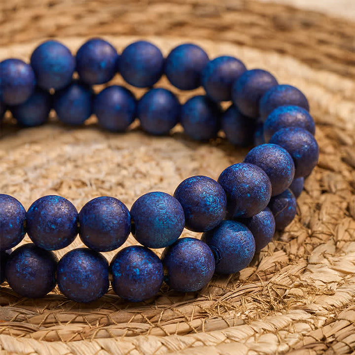 Buddha Stones Guirnalda de borlas de cuentas de madera rústica azul, decoración para un hogar consciente - image 7