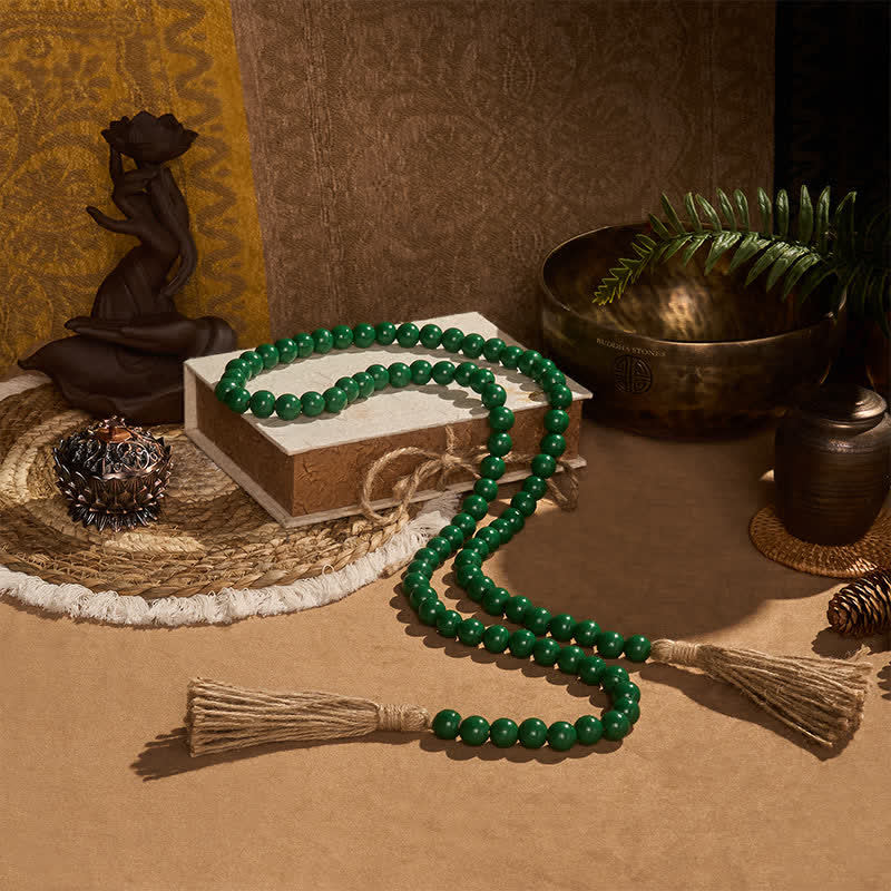 Buddha Stones Borla de cuentas de madera verde envejecida, decoración estilo granja para un estilo de vida consciente - image 2