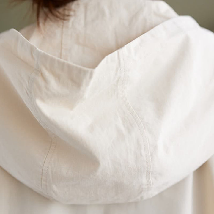 Buddha Stones Chaqueta de mujer informal minimalista con capucha, botones y bolsillos, ideal para primavera y otoño. - image 12