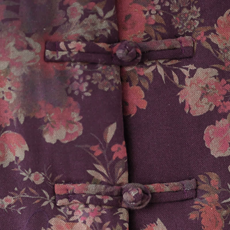 Buddha Stones Chaquetas de invierno elegantes de estilo Tang con estampado floral Pankou para mujer - image 14