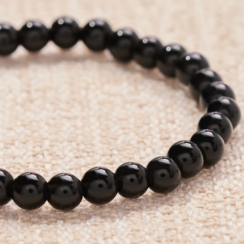 Buddha Stones Pulsera de cuentas de fuerza con letras de obsidiana negra "LET GO" - image 4