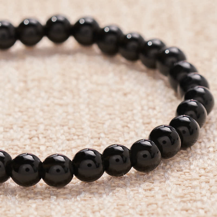 Buddha Stones Pulsera de cuentas de fuerza con letras de obsidiana negra "LET GO" - image 4