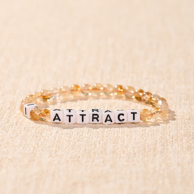Buddha Stones Pulsera de la Prosperidad con Cuentas de Letras de Citrino I ATRACTIVA - image 1