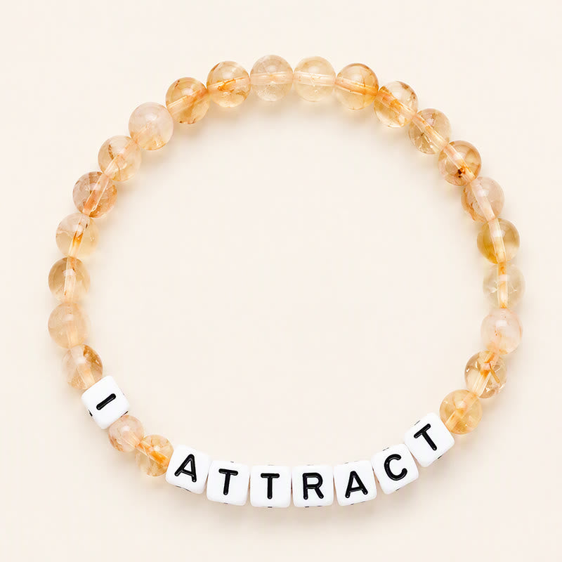 Buddha Stones Pulsera de la Prosperidad con Cuentas de Letras de Citrino I ATRACTIVA - Citrino (Felicidad ♥ Prosperidad) - image 0