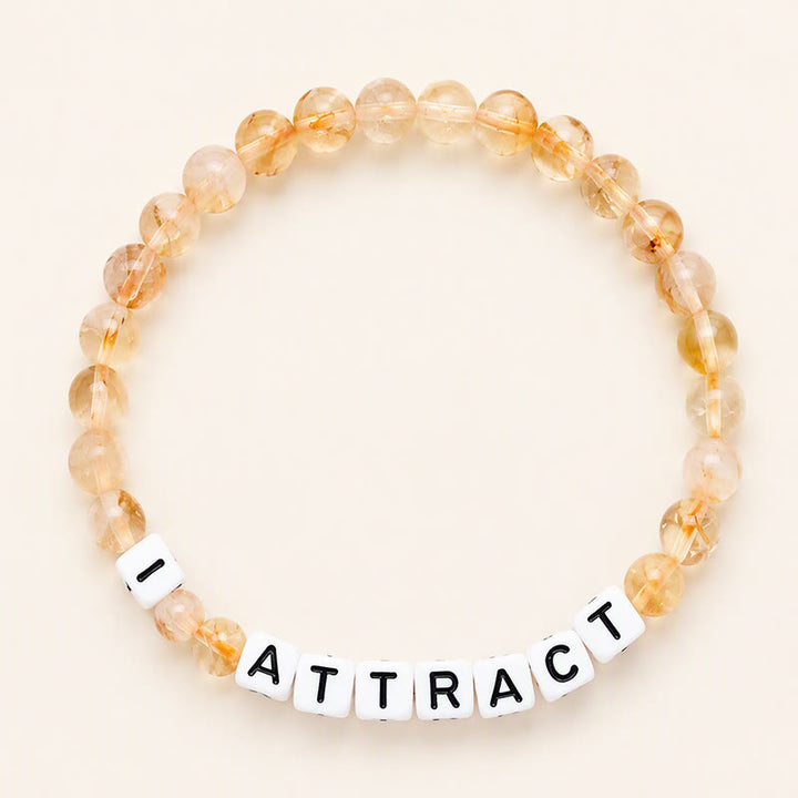 Buddha Stones Pulsera de la Prosperidad con Cuentas de Letras de Citrino I ATRACTIVA - Citrino (Felicidad ♥ Prosperidad) - image 0