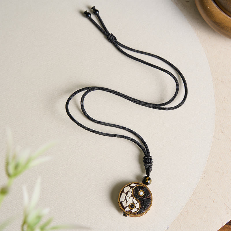 Buddha Stones Collar con colgante de equilibrio Yin Yang de aleación de cobre - image 8