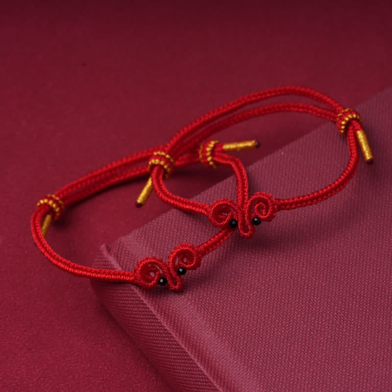 Buddha Stones Pulsera de la suerte con forma de cabra, tejida a mano con hilo rojo. - image 3