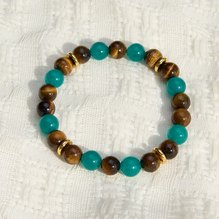 Buddha Stones Pulsera de fuerza con cuentas de amazonita ojo de tigre - image 3