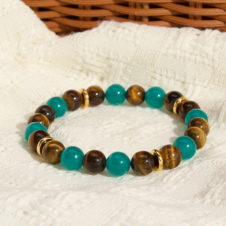Buddha Stones Pulsera de fuerza con cuentas de amazonita ojo de tigre - image 1