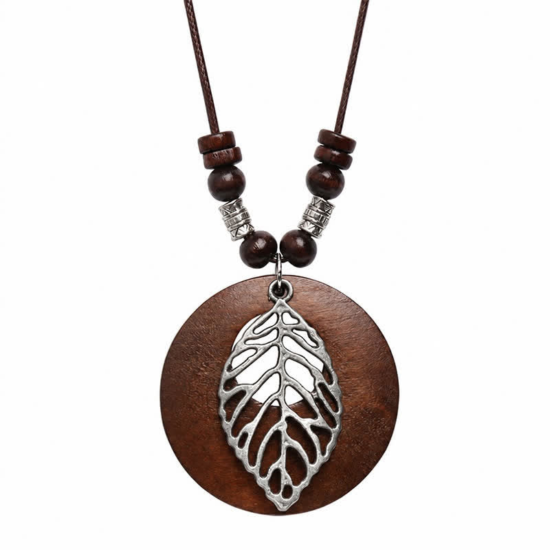 Buddha Stones Collar con colgante de conexión del árbol de la vida en madera y cuero - image 7