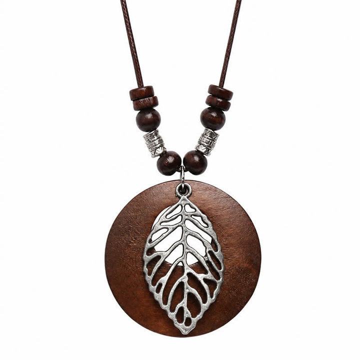 Buddha Stones Collar con colgante de conexión del árbol de la vida en madera y cuero - image 7