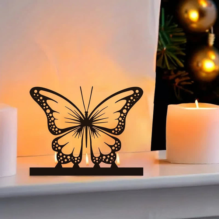 Buddha Stones Portavelas de tres luces Black Iron Butterfly Transformation - Mariposa - image 0