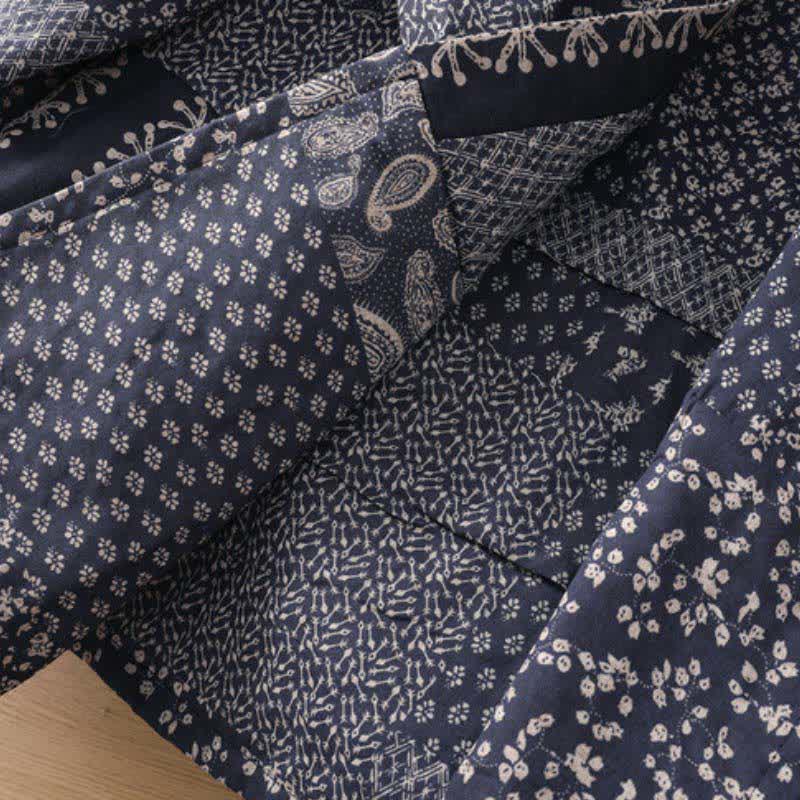 Buddha Stones Kimono de mujer estilo boho informal con cordón ajustable y estampado floral patchwork, ideal para otoño e invierno. - image 8
