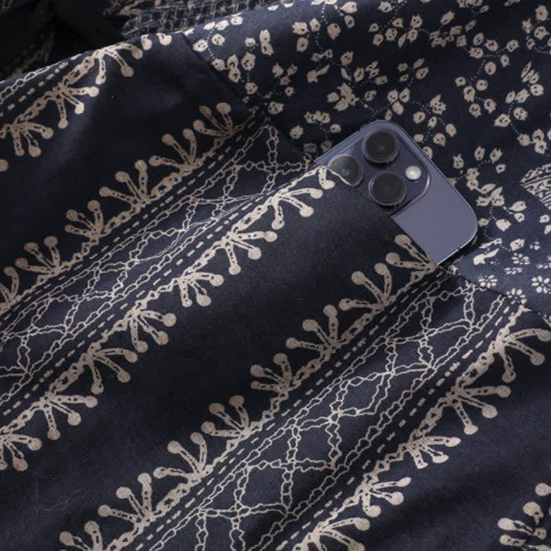 Buddha Stones Kimono de mujer estilo boho informal con cordón ajustable y estampado floral patchwork, ideal para otoño e invierno. - image 5