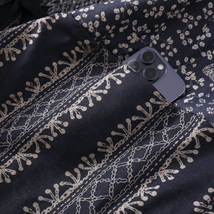 Buddha Stones Kimono de mujer estilo boho informal con cordón ajustable y estampado floral patchwork, ideal para otoño e invierno. - image 5