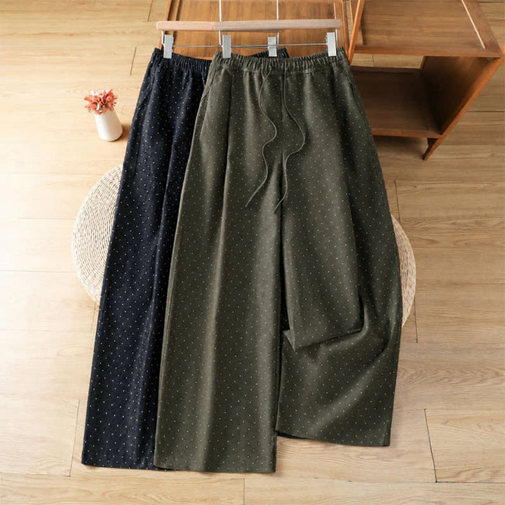 Buddha Stones Pantalones tobilleros casuales de otoño con cordón ajustable y estampado de lunares para mujer, de pierna recta y con bolsillo. - image 12