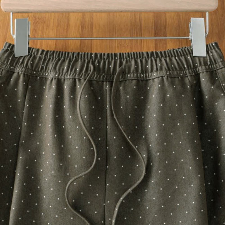 Buddha Stones Pantalones tobilleros casuales de otoño con cordón ajustable y estampado de lunares para mujer, de pierna recta y con bolsillo. - image 6