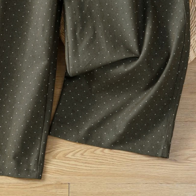 Buddha Stones Pantalones tobilleros casuales de otoño con cordón ajustable y estampado de lunares para mujer, de pierna recta y con bolsillo. - image 11
