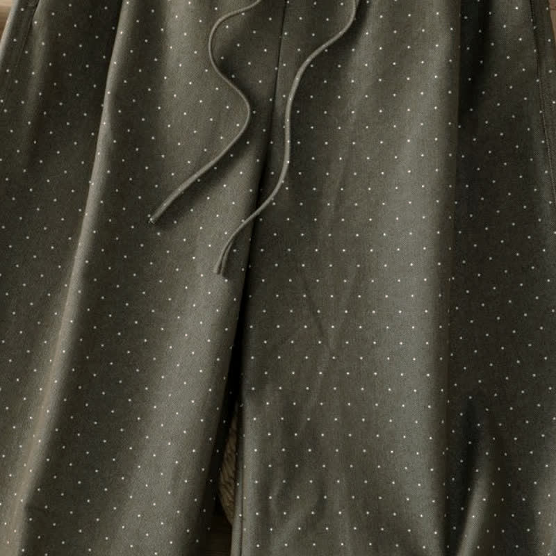 Buddha Stones Pantalones tobilleros casuales de otoño con cordón ajustable y estampado de lunares para mujer, de pierna recta y con bolsillo. - image 9