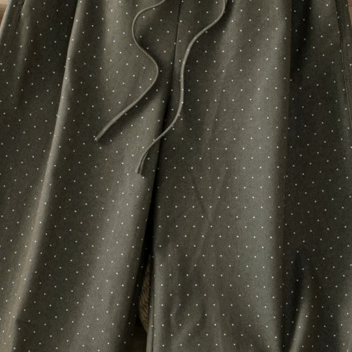 Buddha Stones Pantalones tobilleros casuales de otoño con cordón ajustable y estampado de lunares para mujer, de pierna recta y con bolsillo. - image 9