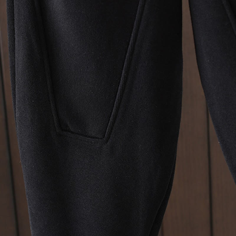 Buddha Stones Pantalones tobilleros casuales de invierno de algodón liso para mujer, pantalones ajustados con bolsillo. - image 3