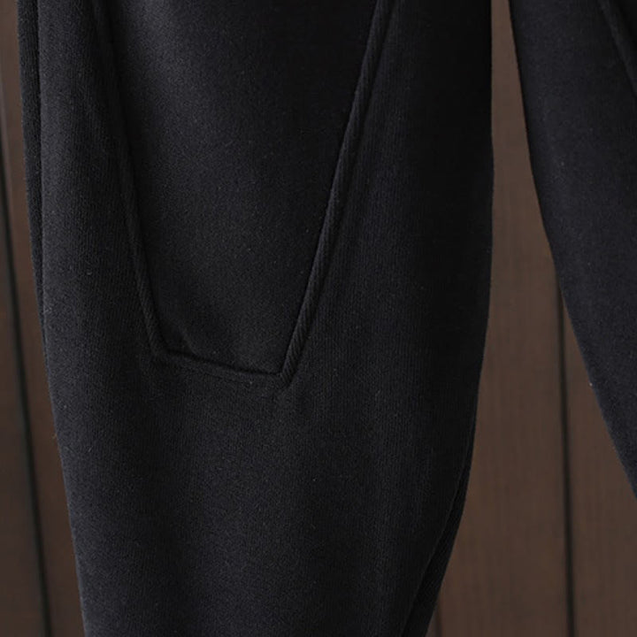 Buddha Stones Pantalones tobilleros casuales de invierno de algodón liso para mujer, pantalones ajustados con bolsillo. - image 3