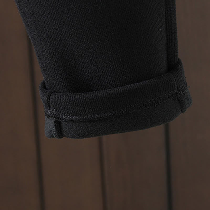 Buddha Stones Pantalones tobilleros casuales de invierno de algodón liso para mujer, pantalones ajustados con bolsillo. - image 4