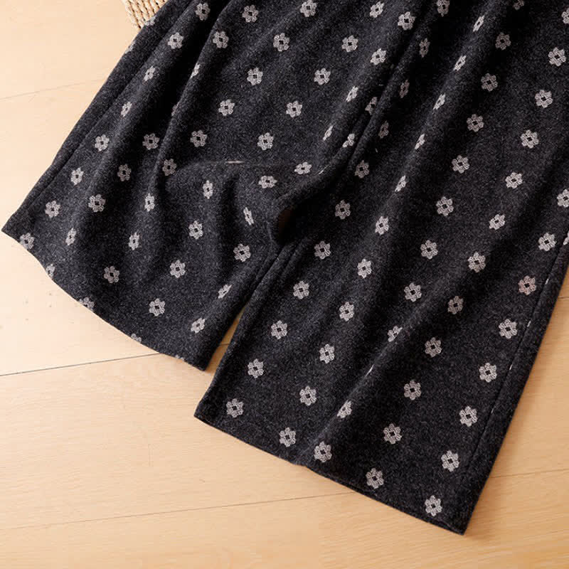 Buddha Stones Pantalones cortos de algodón blanco con estampado floral para mujer, estilo casual de otoño/invierno, de pierna ancha y con bolsillos. - image 12