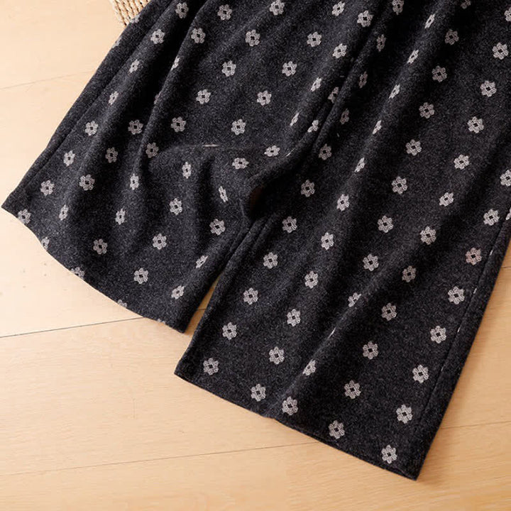 Buddha Stones Pantalones cortos de algodón blanco con estampado floral para mujer, estilo casual de otoño/invierno, de pierna ancha y con bolsillos. - image 12