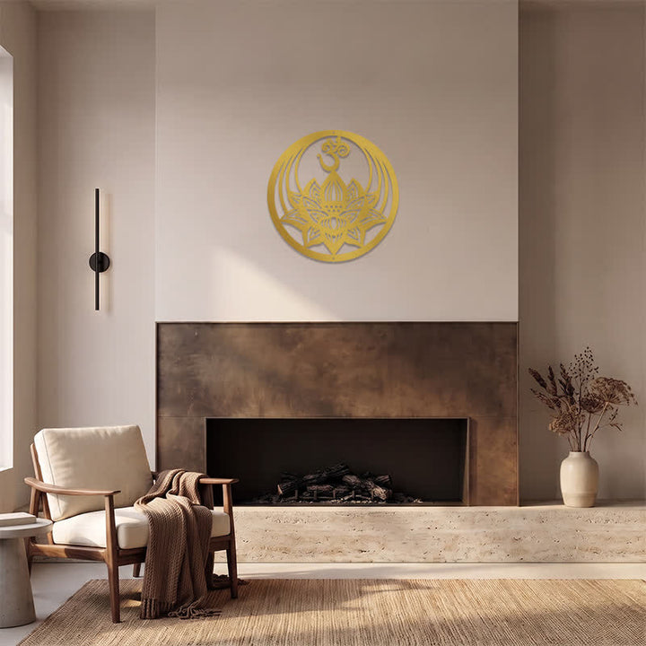 Buddha Stones Loto Dorado OM, Símbolos Metálicos Significativos, Decoración de Pared - image 11