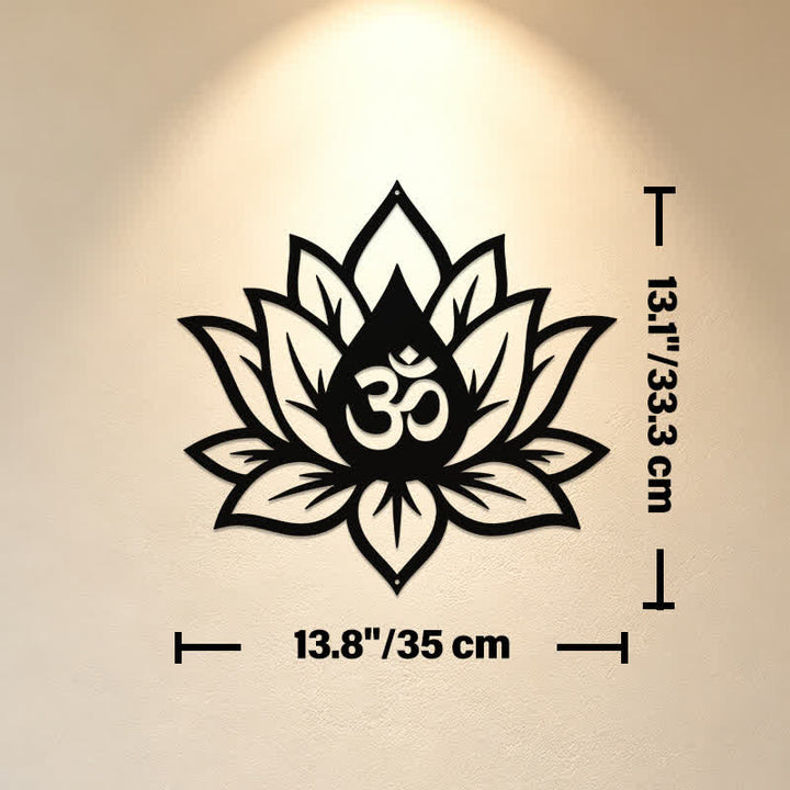 Buddha Stones Loto de metal OM Mindfulness Zen Símbolos significativos Arte de pared - Aprox. 35 cm x 33,3 cm x 0,1 cm / 13,78 pulgadas x 13,11 pulgadas x 0,04 pulgadas - image 6