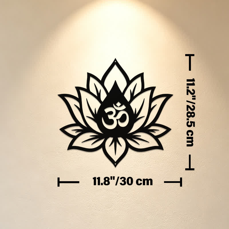 Buddha Stones Loto de metal OM Mindfulness Zen Símbolos significativos Arte de pared - Aprox. 30 cm x 28,5 cm x 0,1 cm / 11,81 pulgadas x 11,22 pulgadas x 0,04 pulgadas - image 4