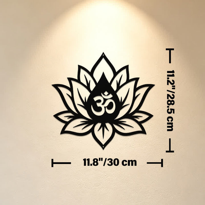 Buddha Stones Loto de metal OM Mindfulness Zen Símbolos significativos Arte de pared - Aprox. 30 cm x 28,5 cm x 0,1 cm / 11,81 pulgadas x 11,22 pulgadas x 0,04 pulgadas - image 4
